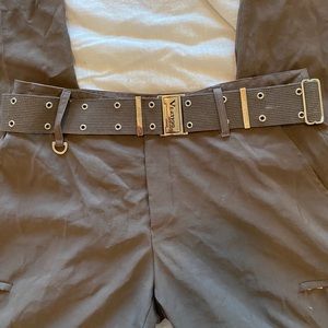 High waist brown cargo pants with belt